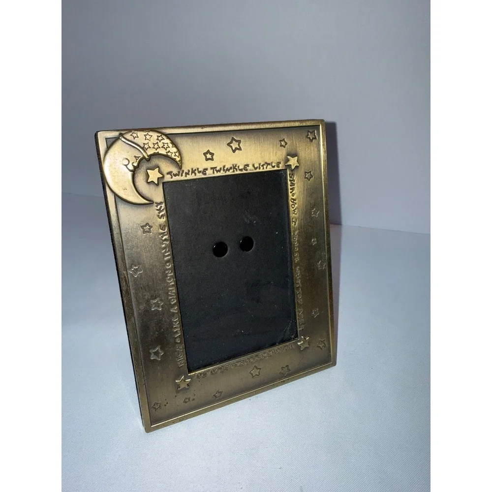 Twinkle Twinkle Little Star Brass Metal Picture Frame Moon Stars Nursery 5x7